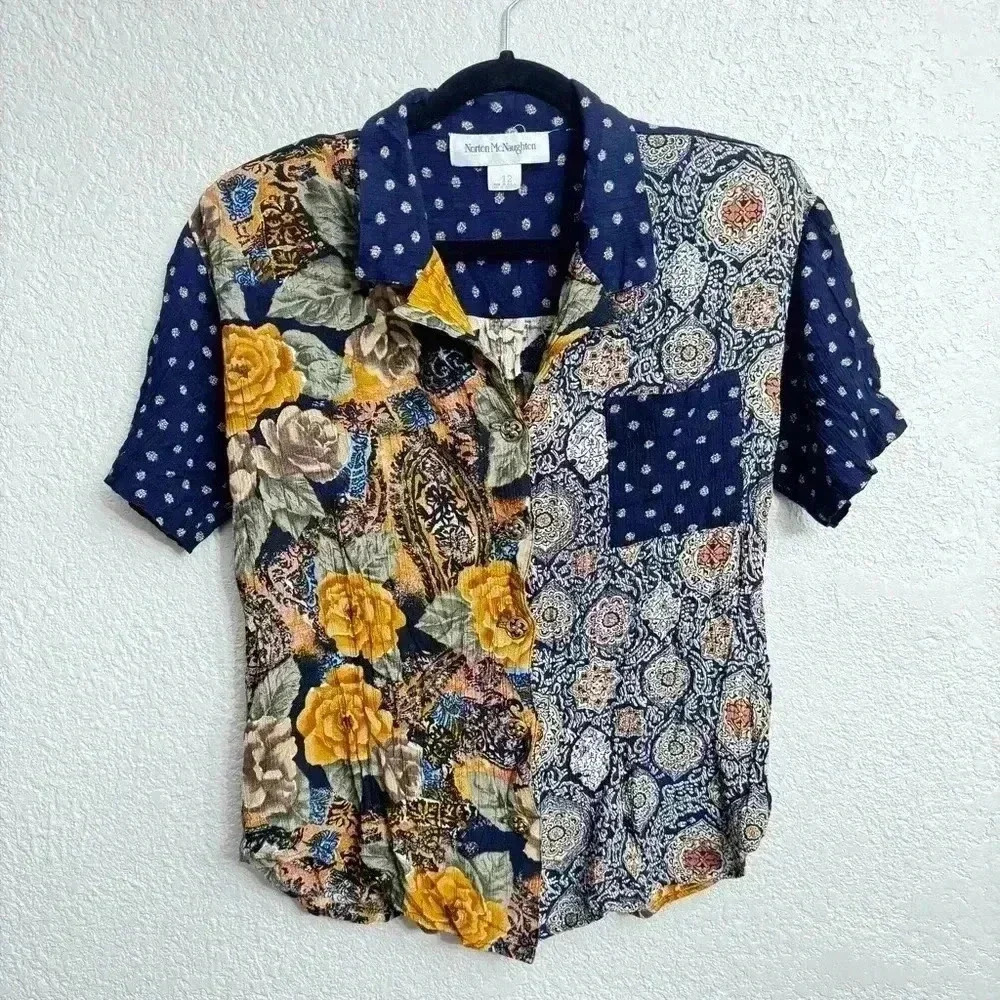 Vintage Norton McNaughton Pattern Blouse w/Shoulder Pads - Size 12